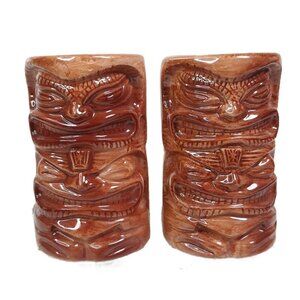 Tiki Totem Ceramic Salt & Pepper Shakers Hawaiian